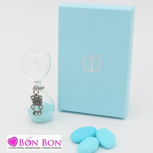 Bomboniera nascita e battesimo clessidra con pendente orsetto mz22793 Tabor - 1
