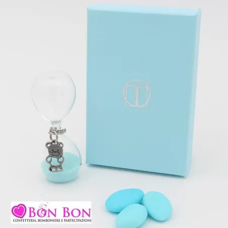 Bomboniera nascita e battesimo clessidra con pendente orsetto mz22793 Tabor - 1