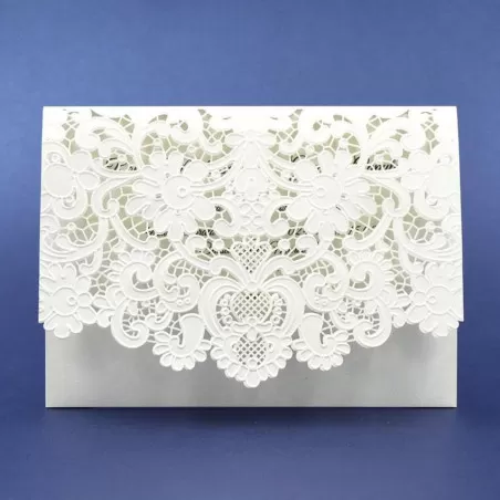 Partecipazione matrimonio traforata effetto pizzo 08915 Alessia Partecipazioni - 1