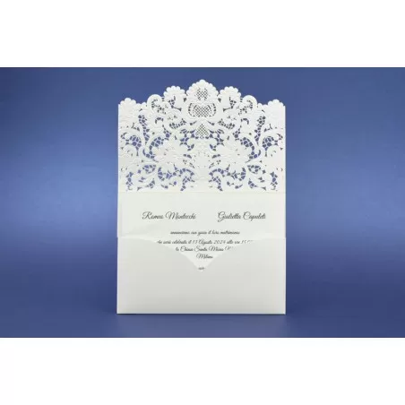 Partecipazione matrimonio traforata effetto pizzo 08915 Alessia Partecipazioni - 2