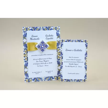 Partecipazione matrimonio maiolica con mattonella in plex 08918 Alessia Partecipazioni - 2