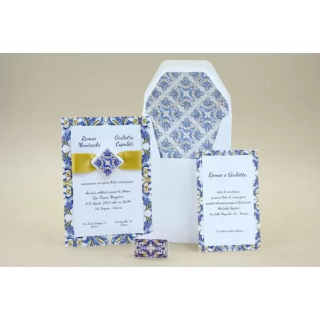 Partecipazione matrimonio maiolica con mattonella in plex 08918 Alessia Partecipazioni - 3