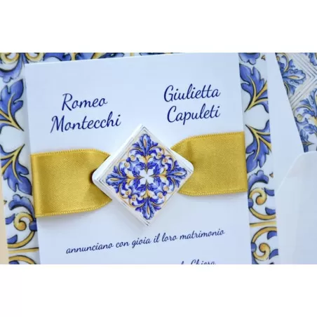 Partecipazione matrimonio maiolica con mattonella in plex 08918 Alessia Partecipazioni - 4