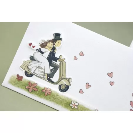 Partecipazione matrimonio coppia sposi con vespino Alessia Partecipazioni - 4