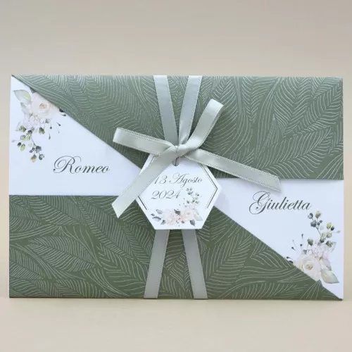 Partecipazione matrimonio con foglie 08957 Alessia Partecipazioni - 1