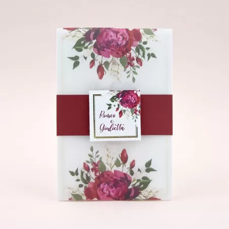 Partecipazione matrimonio con fiori rossi 08958 Alessia Partecipazioni - 1