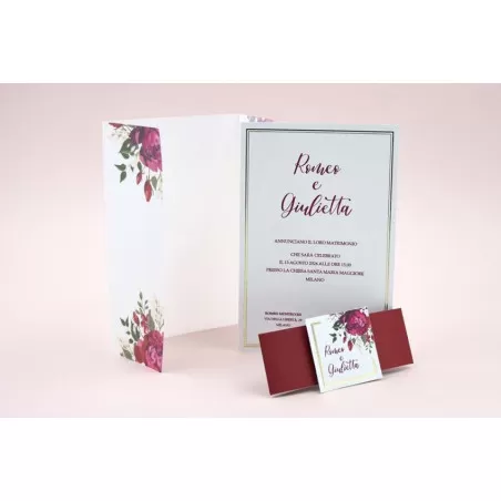 Partecipazione matrimonio con fiori rossi 08958 Alessia Partecipazioni - 2