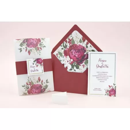 Partecipazione matrimonio con fiori rossi 08958 Alessia Partecipazioni - 3