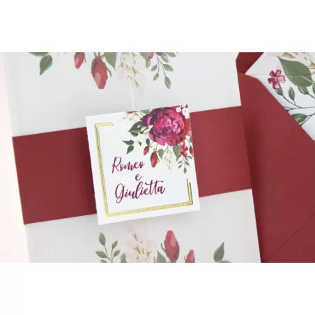 Partecipazione matrimonio con fiori rossi 08958 Alessia Partecipazioni - 4
