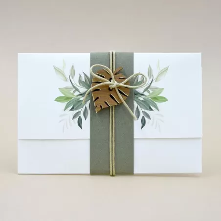 Partecipazione matrimonio con foglie 08964 Alessia Partecipazioni - 1