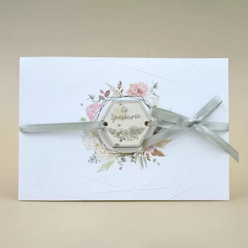 Partecipazione matrimonio disegno fiori 08967 Alessia Partecipazioni - 1