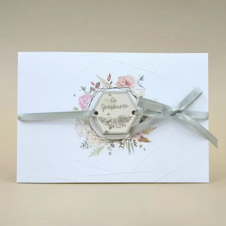 Partecipazione matrimonio disegno fiori 08967 Alessia Partecipazioni - 1