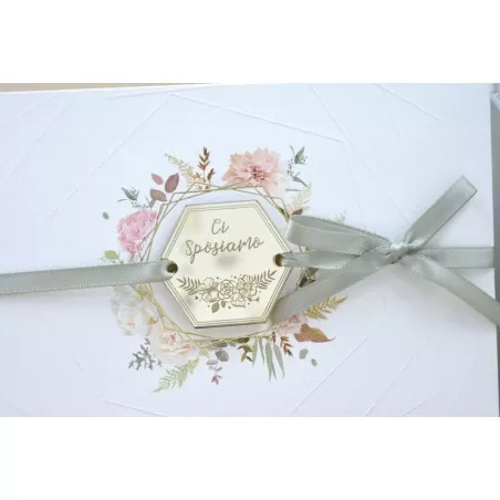 Partecipazione matrimonio disegno fiori 08967 Alessia Partecipazioni - 4