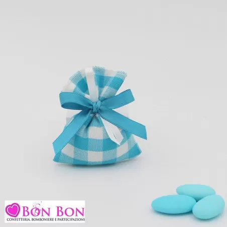 Sacchetti nascita e battesimo linea quadroni turchese Liete Creazioni - 3