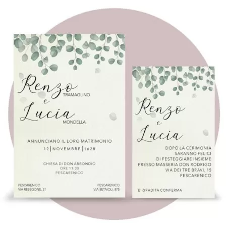 Partecipazione matrimonio scatola porta confetti, tema eucalipto Ferdinando Fam - 2