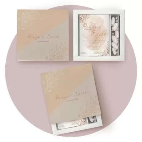 Partecipazione matrimonio scatola porta confetti, olivo rose gold Ferdinando Fam - 1