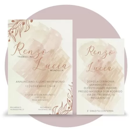 Partecipazione matrimonio scatola porta confetti, olivo rose gold Ferdinando Fam - 2