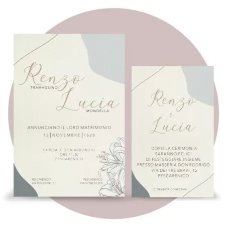 Partecipazione matrimonio scatola porta confetti, minimal flower blu Ferdinando Fam - 2