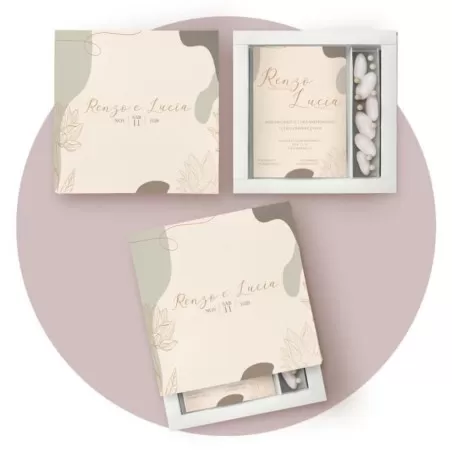 Partecipazione matrimonio scatola porta confetti, minimal flower rose Ferdinando Fam - 1