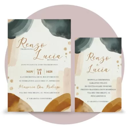 Partecipazione matrimonio scatola porta confetti, abstract Ferdinando Fam - 2