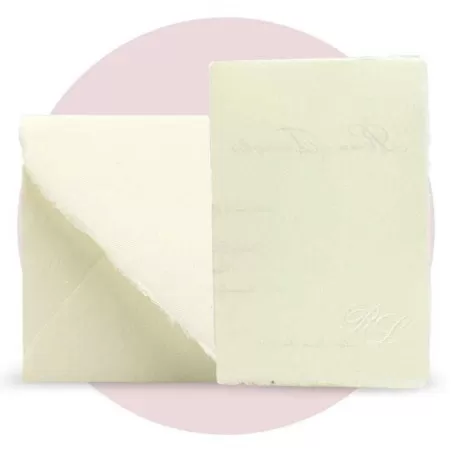 Partecipazione di nozze in carta pregiata amalfitana avorio cod. PL016 Ferdinando Fam - 1