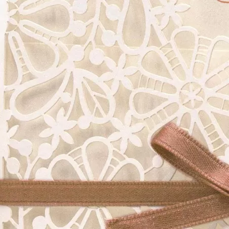 Partecipazione di nozze modello laser nei colori avorio perlato e panna Ferdinando Fam - 4