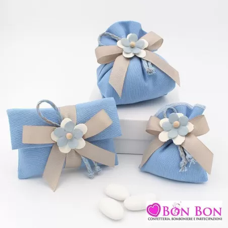 Sacchetti nascita e battesimo linea toscana celeste Liete Creazioni - 1