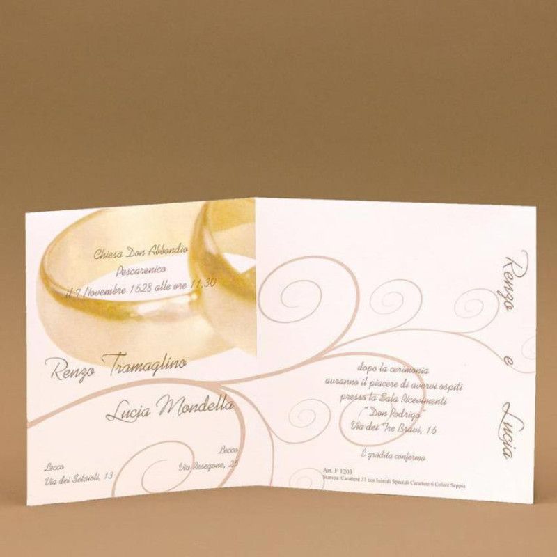 Partecipazione di nozze con fedi sull'esterno nomi sposi laterali Ferdinando Fam - 3 Partecipazione di nozze con fedi sull'esterno nomi sposi laterali Ferdinando Fam - 3