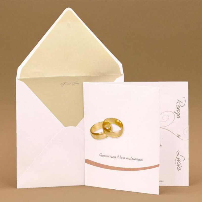 Partecipazione di nozze con fedi sull'esterno nomi sposi laterali Ferdinando Fam - 4 Partecipazione di nozze con fedi sull'esterno nomi sposi laterali Ferdinando Fam - 4