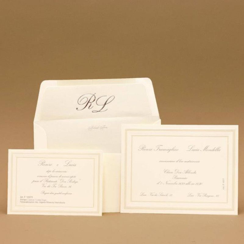 Partecipazione di matrimonio rettangolare con cornici perlate Ferdinando Fam - 3 Partecipazione di matrimonio rettangolare con cornici perlate Ferdinando Fam - 3