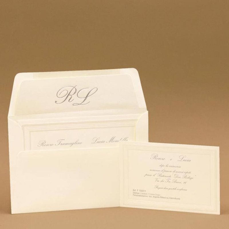 Partecipazione di matrimonio rettangolare con cornici perlate Ferdinando Fam - 4 Partecipazione di matrimonio rettangolare con cornici perlate Ferdinando Fam - 4