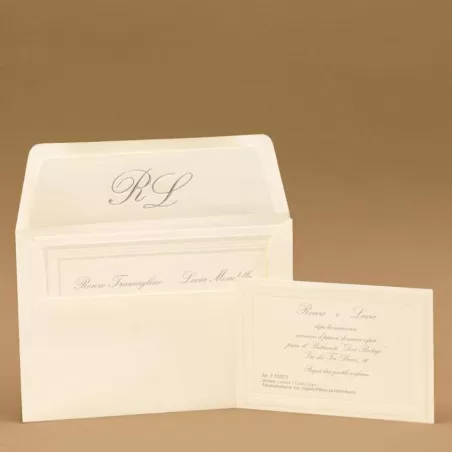 Partecipazione di matrimonio rettangolare con cornici perlate Ferdinando Fam - 4