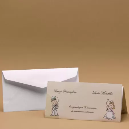 Partecipazione di nozze pop-up con sposi su foglio piegato a tre Ferdinando Fam - 4