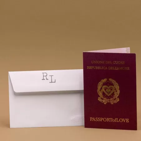 Partecipazione di nozze modello passaporto con foto sposi Ferdinando Fam - 4