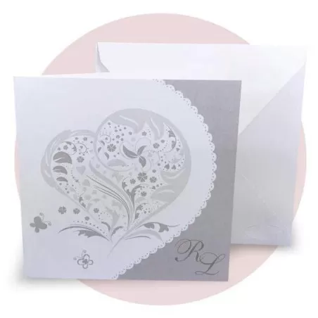 Partecipazione di nozze economica in carta bianca liscia Ferdinando Fam - 1