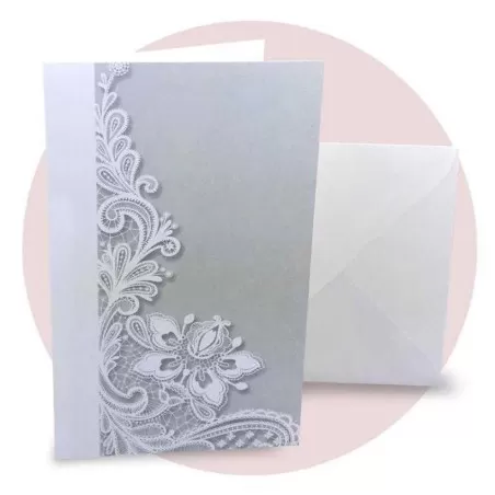 Partecipazione di nozze economica con stampa motivo floreale e sfondo grigio Ferdinando Fam - 1