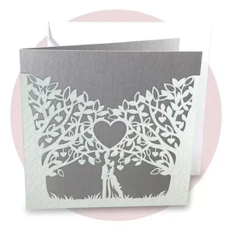 Partecipazione di nozze economica con sposi e cuori Ferdinando Fam - 1