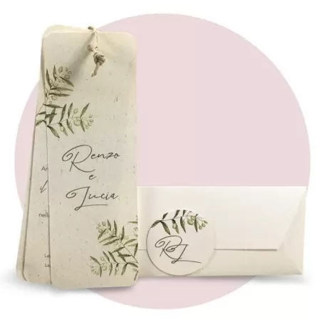 Partecipazione di nozze stile shabby chic tema ulivo Ferdinando Fam - 1