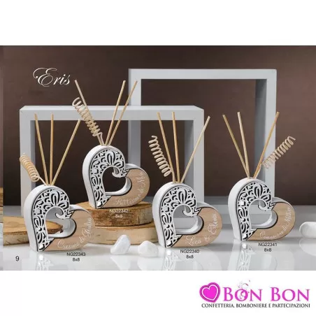 Bomboniera prima comunione profumatore cuore legno e specchio linea eris Dolcicose - 1
