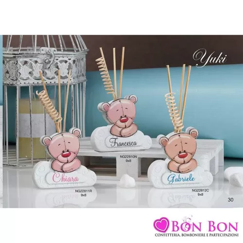 Bomboniera nascita e battesimo profumatore orso con scritta personalizzabile Dolcicose - 1