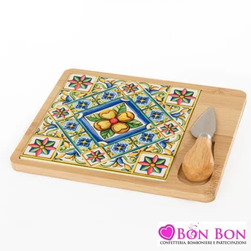 Bomboniera matrimonio solidale cuorematto tagliere grande con coltello Cuorematto - 1