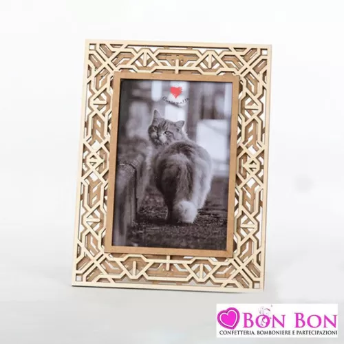 Bomboniera matrimonio cuorematto portafoto con lavorazione particolare laser in legno Cuorematto - 1