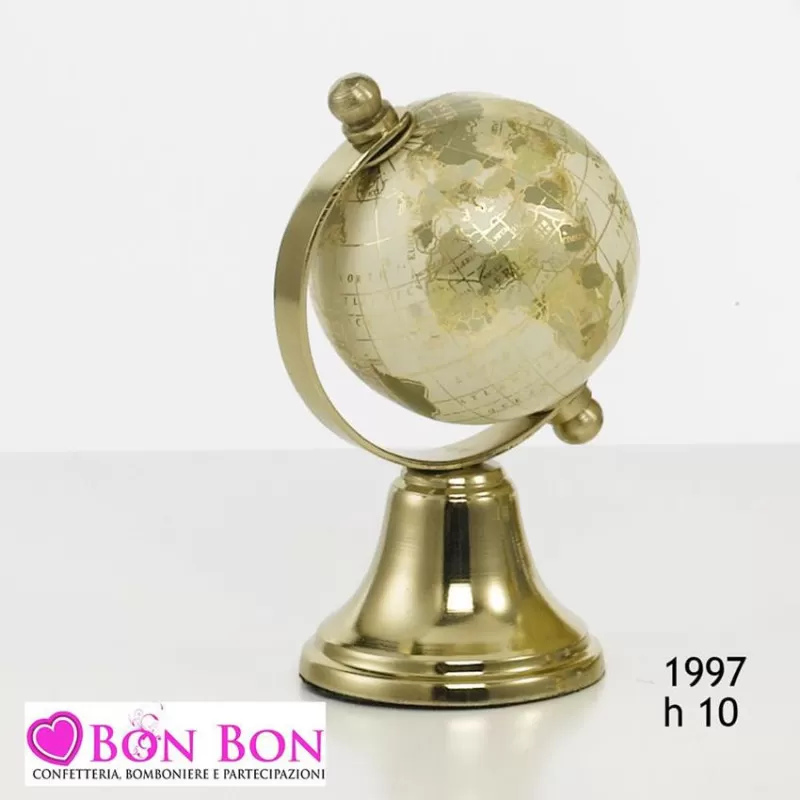 Bomboniera mappamondo in metallo avorio e dorato Encantada - 1