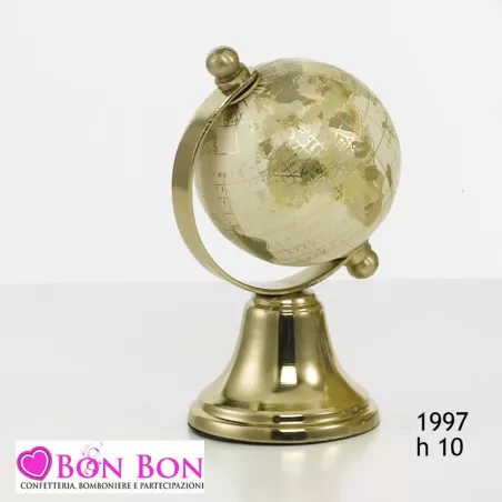 Bomboniera mappamondo in metallo avorio e dorato Encantada - 1