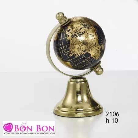 Bomboniera mappamondo in metallo nero e dorato Encantada - 1