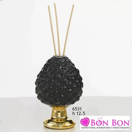 Bomboniera matrimonio profumatore pigna nera e oro Encantada - 1