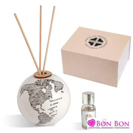 Bomboniera matrimonio quadrifoglio sfera mondo diffusore linea avventura Quadrifoglio - 1