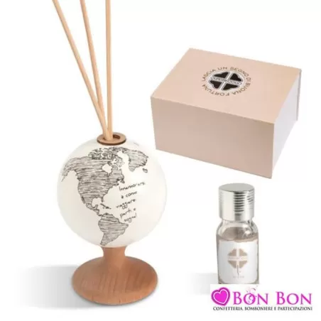 Bomboniera matrimonio quadrifoglio mappamondo diffusore linea avventura Quadrifoglio - 1