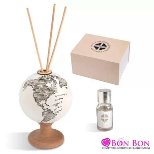 Bomboniera matrimonio quadrifoglio mappamondo diffusore grande linea avventura Quadrifoglio - 1