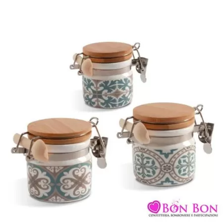 Bomboniera matrimonio quadrifoglio barattolo con maioliche Quadrifoglio - 1